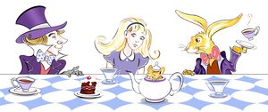 De Theepartij van de Gekke Hoedenmaker - illustratie bij Lewis Carrolls Alice